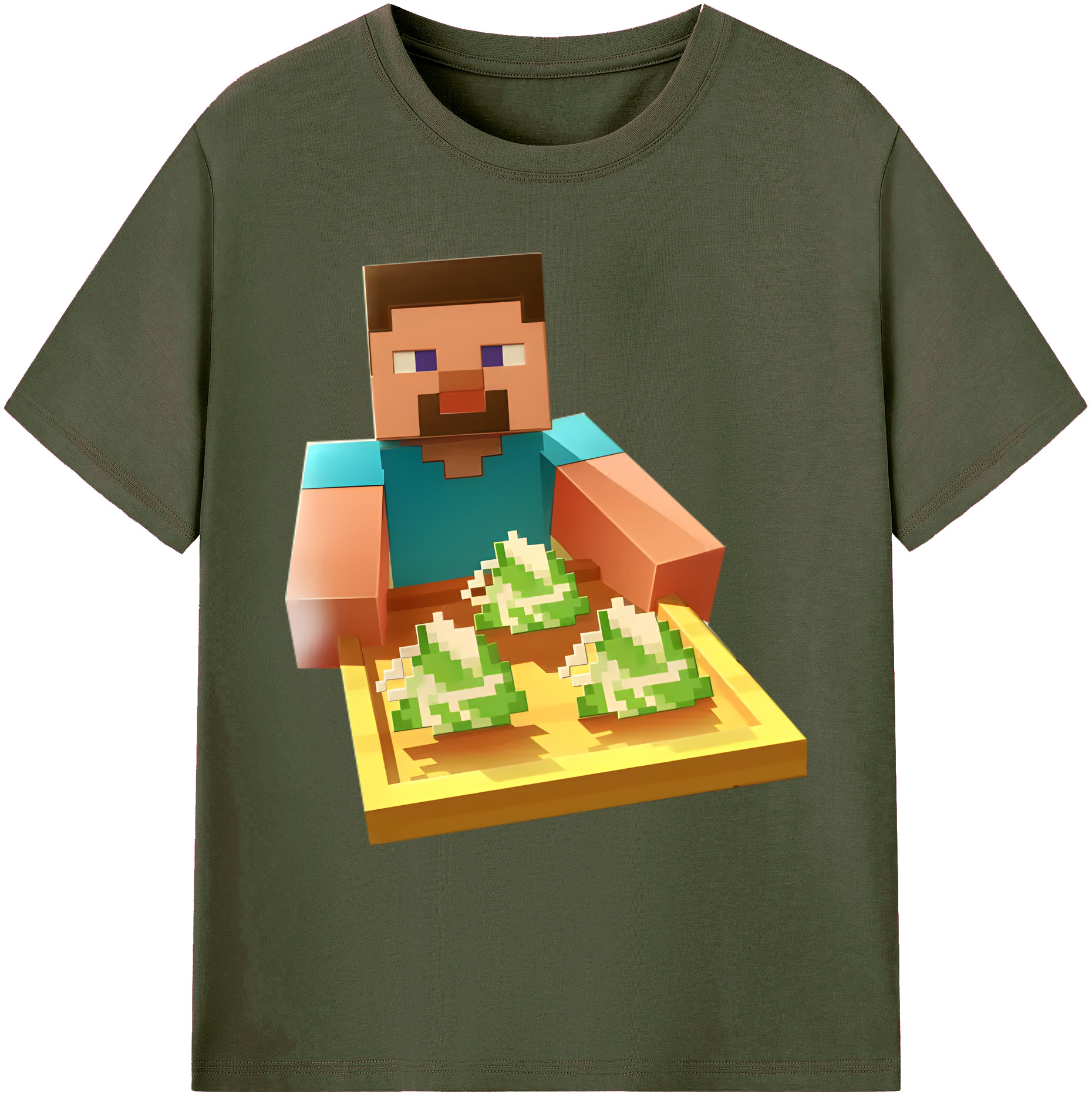 （画像用） マインクラフト ブロックの世界 Minecraft MC Block world 綿100％ メンズ半袖Tシャツ｜肌触りやわらか＆通気性